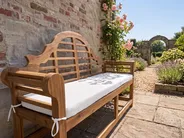 Garden Bench with Cushion MARLBORO 180 cm Acacia Wood Off-White_1153622