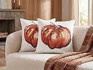 Throw Cushion CURBITA 45 x 45 cm Velvet Beige Plant Pattern_1178311