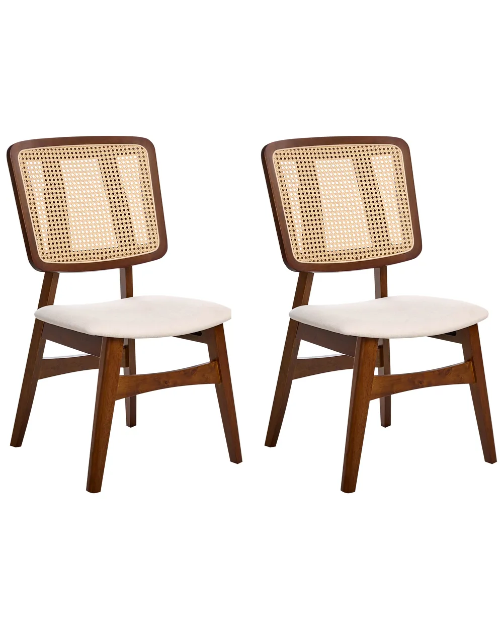 Tiita Set Di 2 Sedie Pieghevoli In Rattan E Legno - Stile Mid-Century, Per Sala Da Pranzo, Soggiorno, Piccoli Spazi - 2