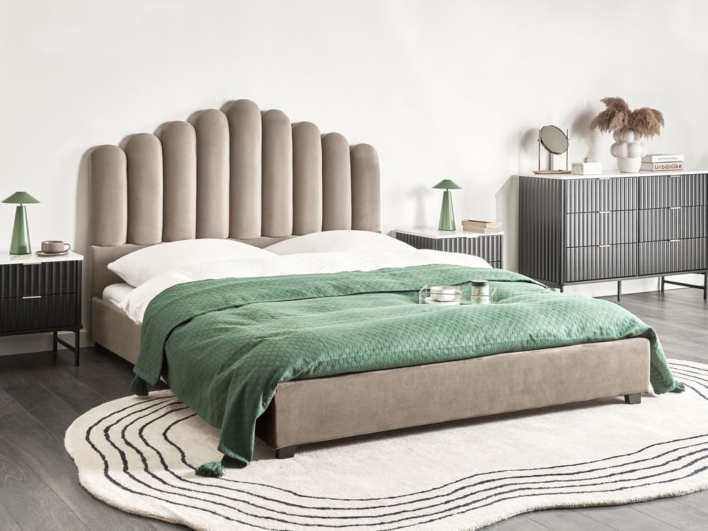 Bed Velvet VINCENNES 160 x 200 cm (EU King Size) Taupe
