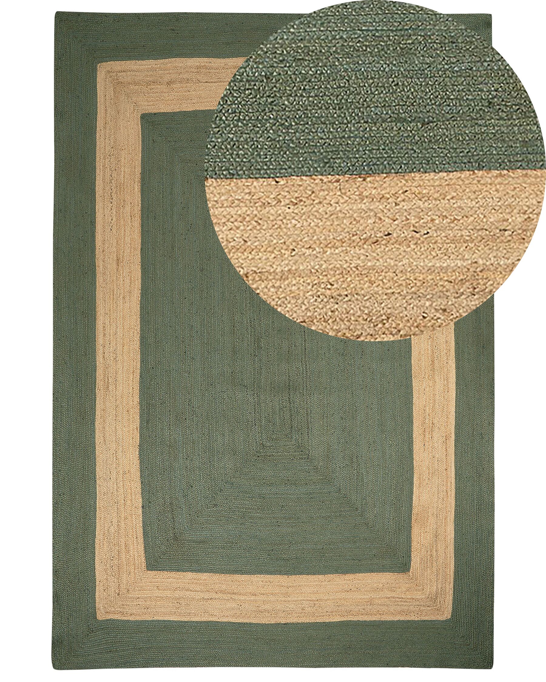 Teppich Jute grün / beige 200 x 300 cm geometrisches Muster Kurzflor KARAKUYU_903906