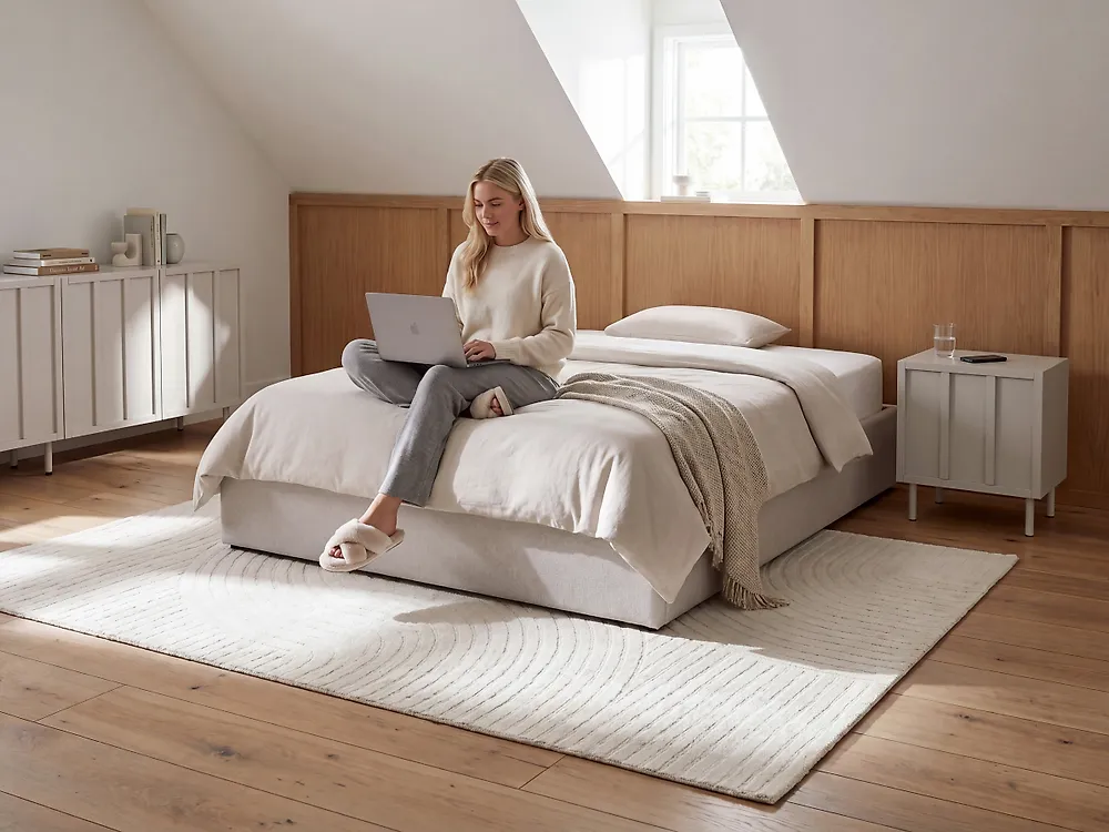 Bett mit Stauraum ohne Kopfteil DINAN Stoff Hellgrau 120 x 200 cm_1188185