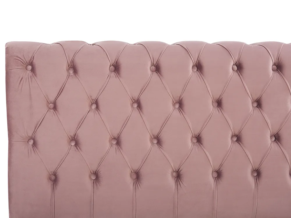 Bett mit Lattenrost Samtstoff AVALLON 160 x 200 cm Rosa_694440