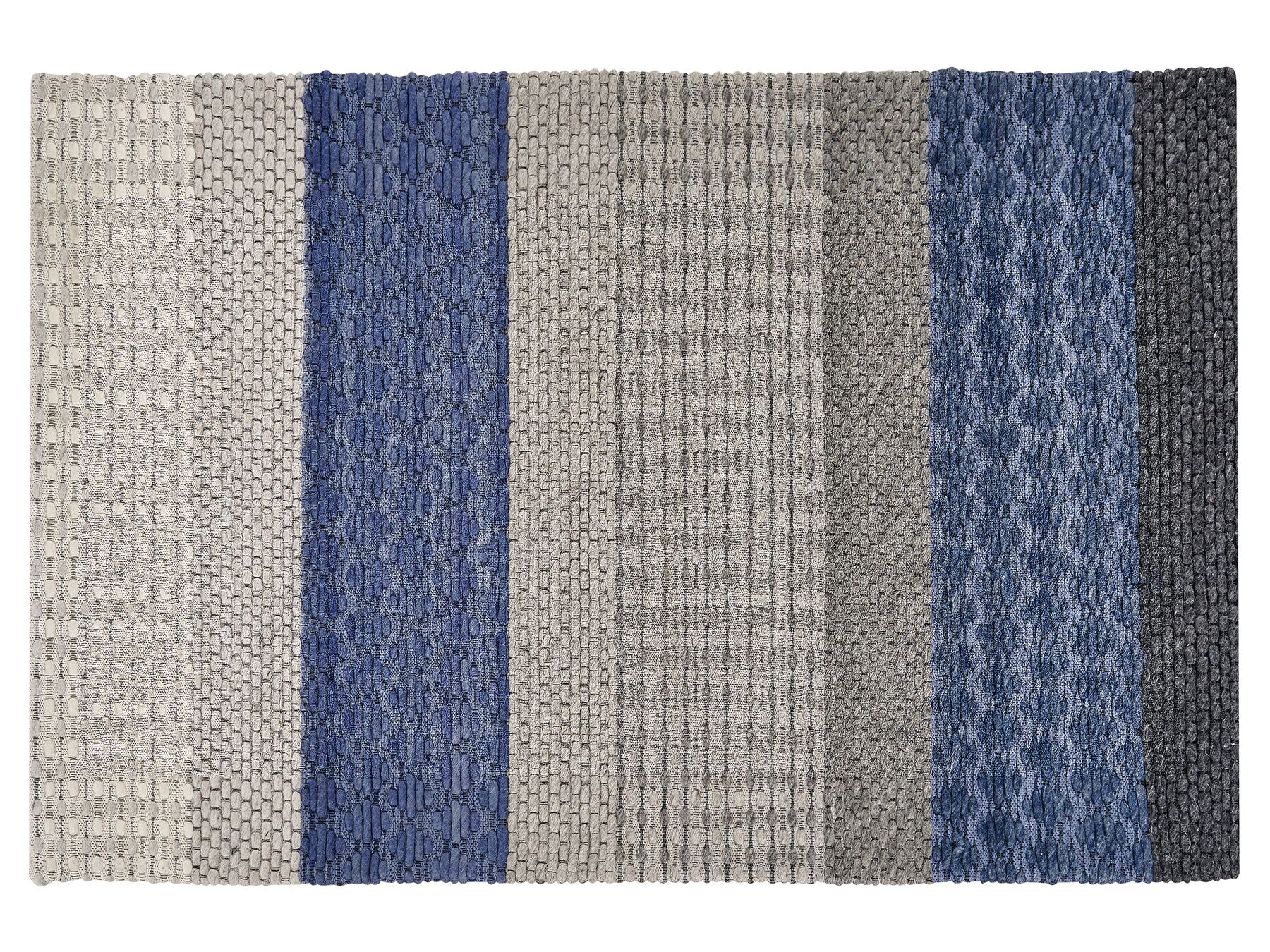 Koberec vlněný 160 x 220 cm pruhovaný vzor modrý / šedý AKKAYA_823286