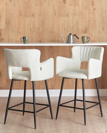 Set of 2 Velvet Bar Chairs White SANILAC