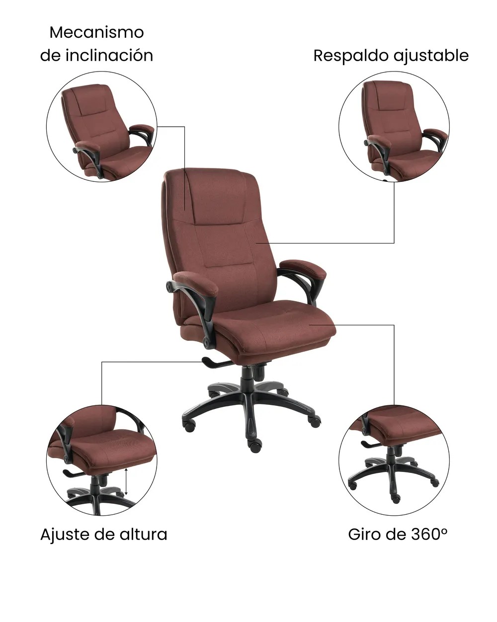 Silla ejecutiva MAGNUS Lino Marrón_1071102