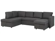 U-Shape Sofa Bed 5 Seater KARRABO with Storage Fabric Dark Grey_722237