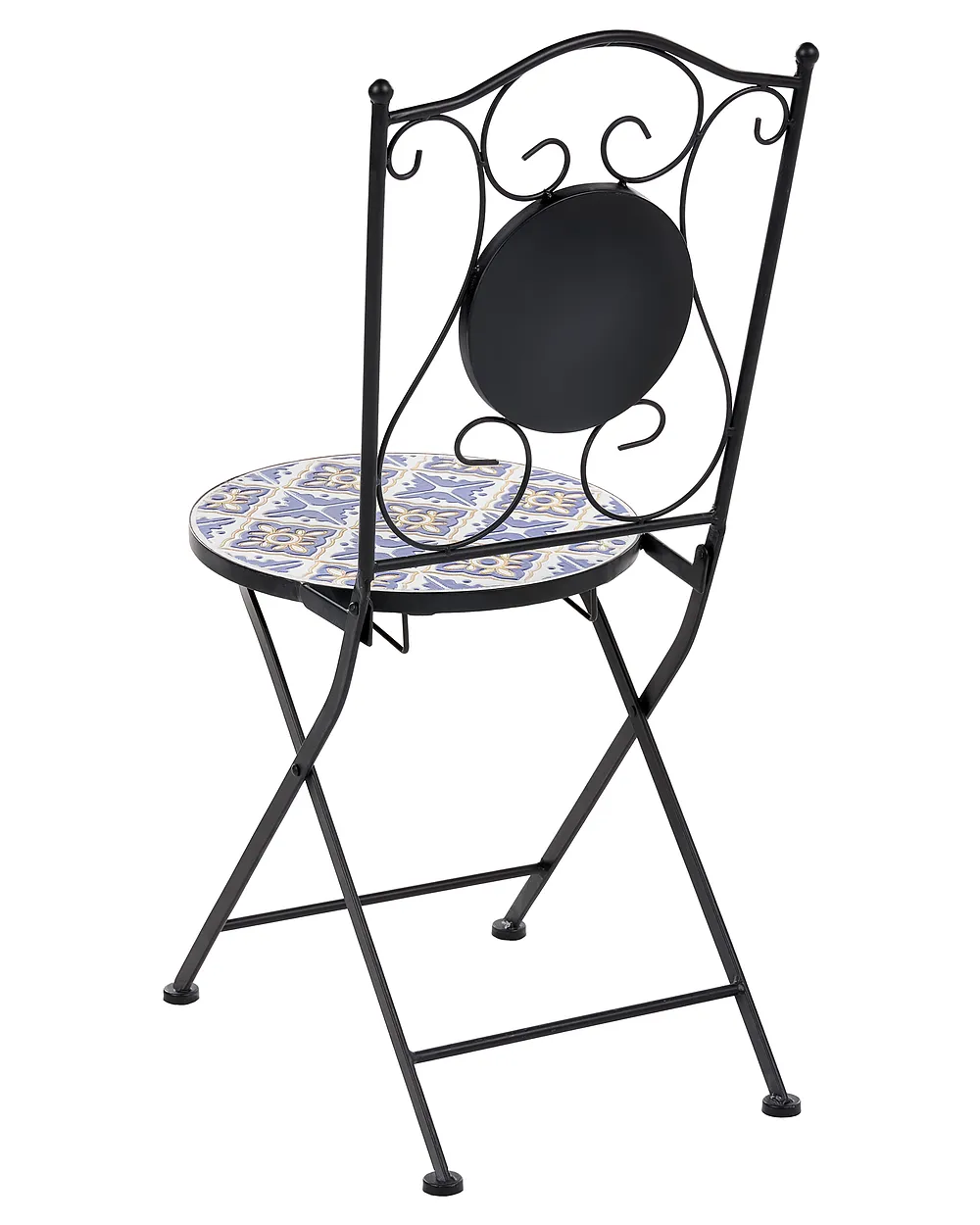Set de 2 scaune de grădină SIPONTO Pliabil Metal Alb/Albastru_1155771