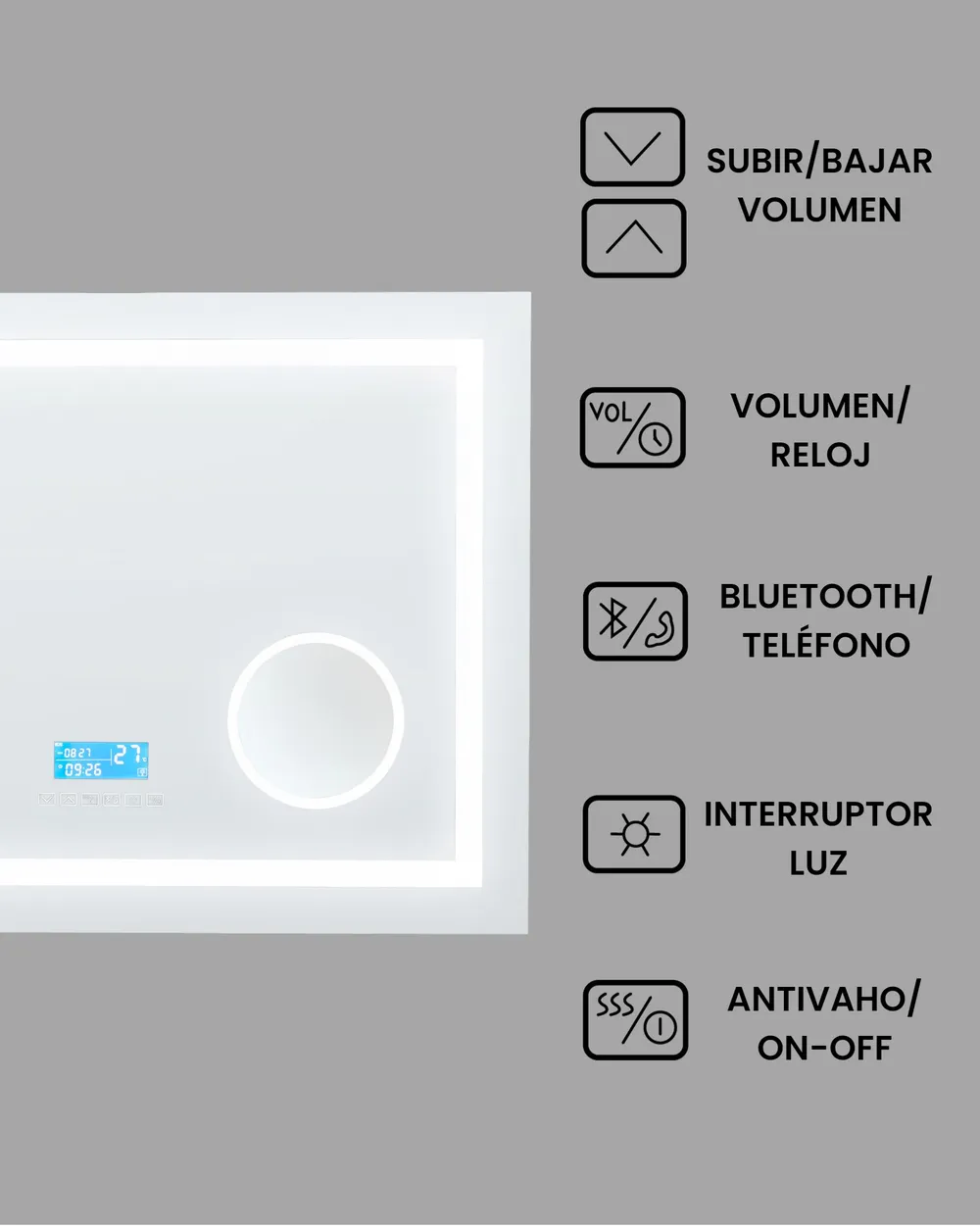 Espejo de baño LED THAIX 80 cm 60 cm Plateado_940462