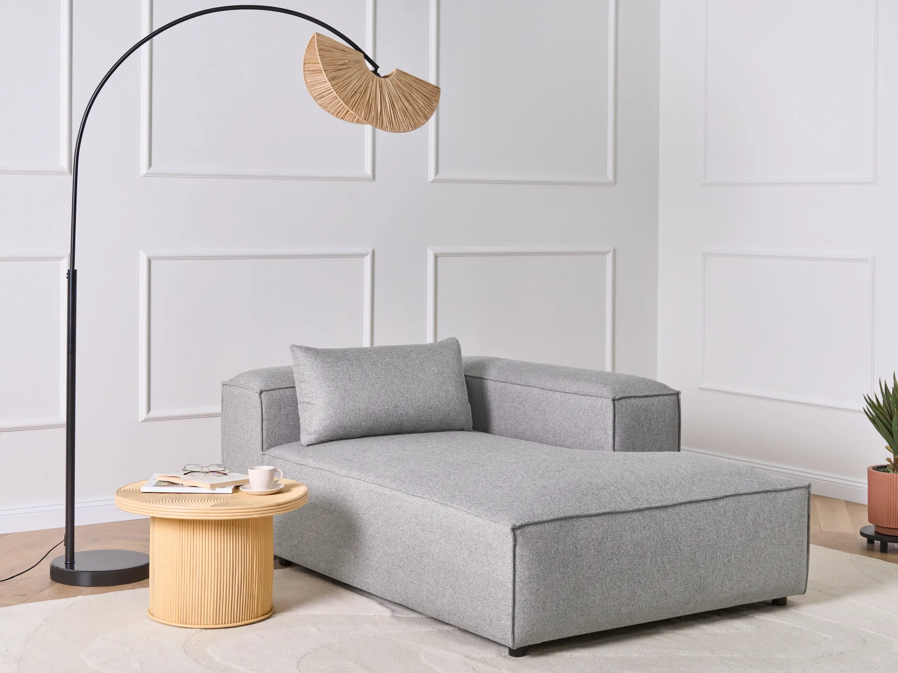 Left-Hand Chaise Longue BRANDE Grey_1003481