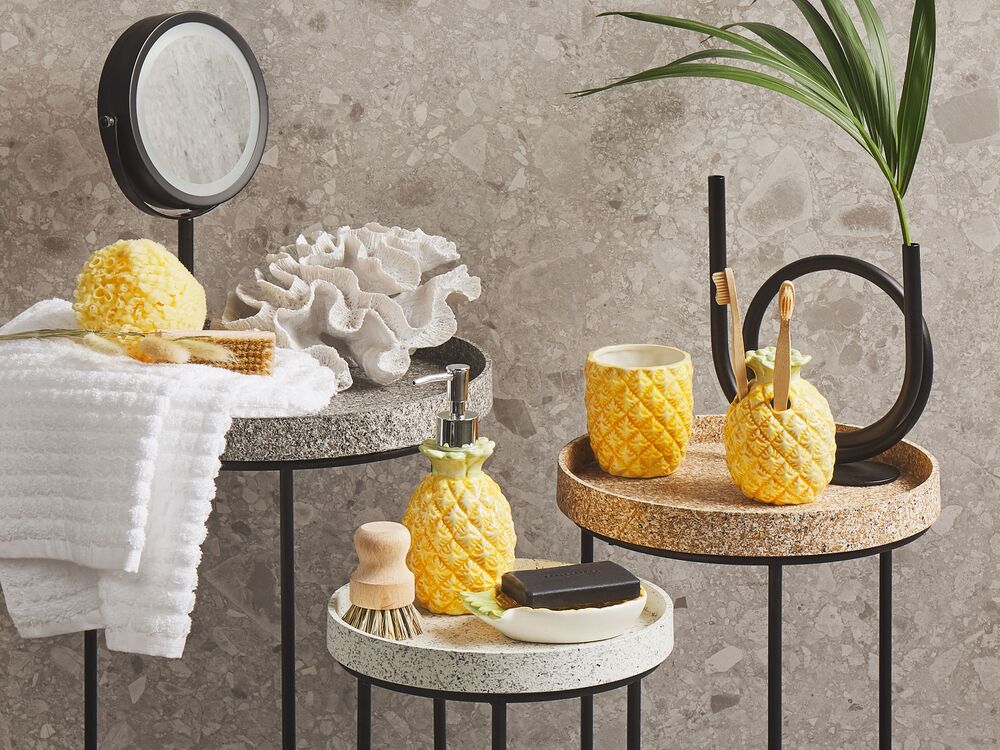 4-Piece Bathroom Accessories Set MAICAO Ceramic Yellow