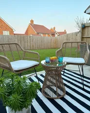 Bistro Set with Cushions TRESTINA PE Rattan Light Brown_887398