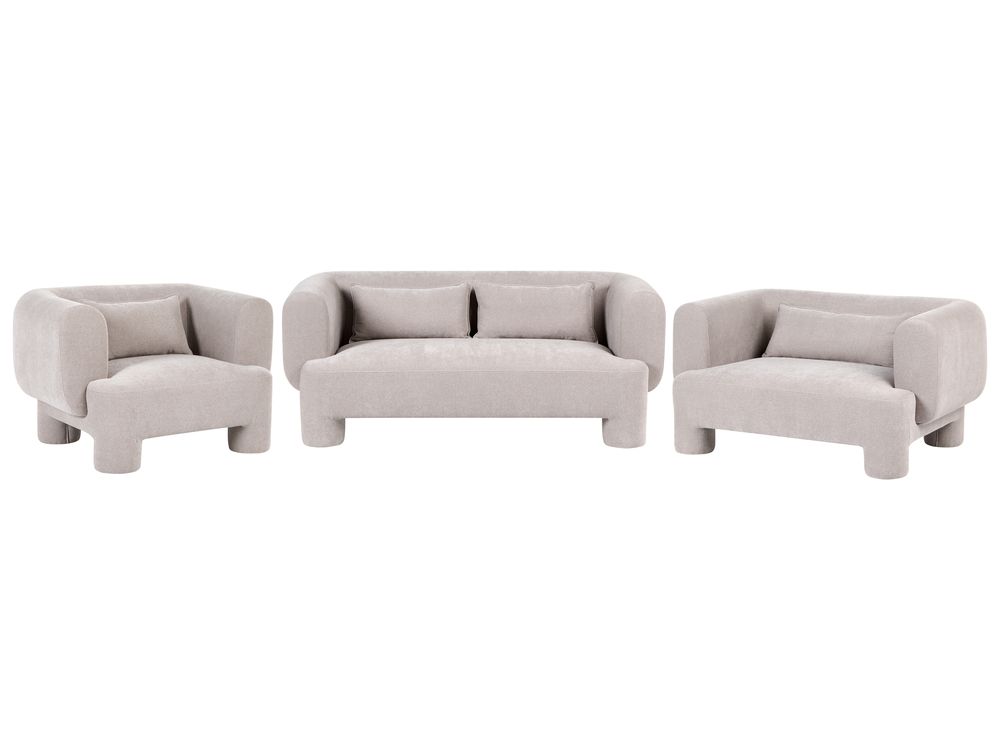 Living Room Set 6 Seater HOGBO Fabric Beige
