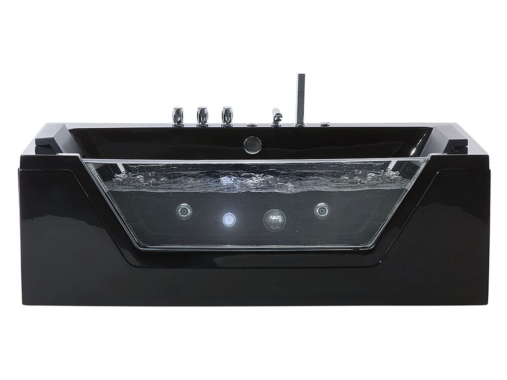 Vasca idromassaggio angolare con LED SAMANA 153 x 71 cm Nero