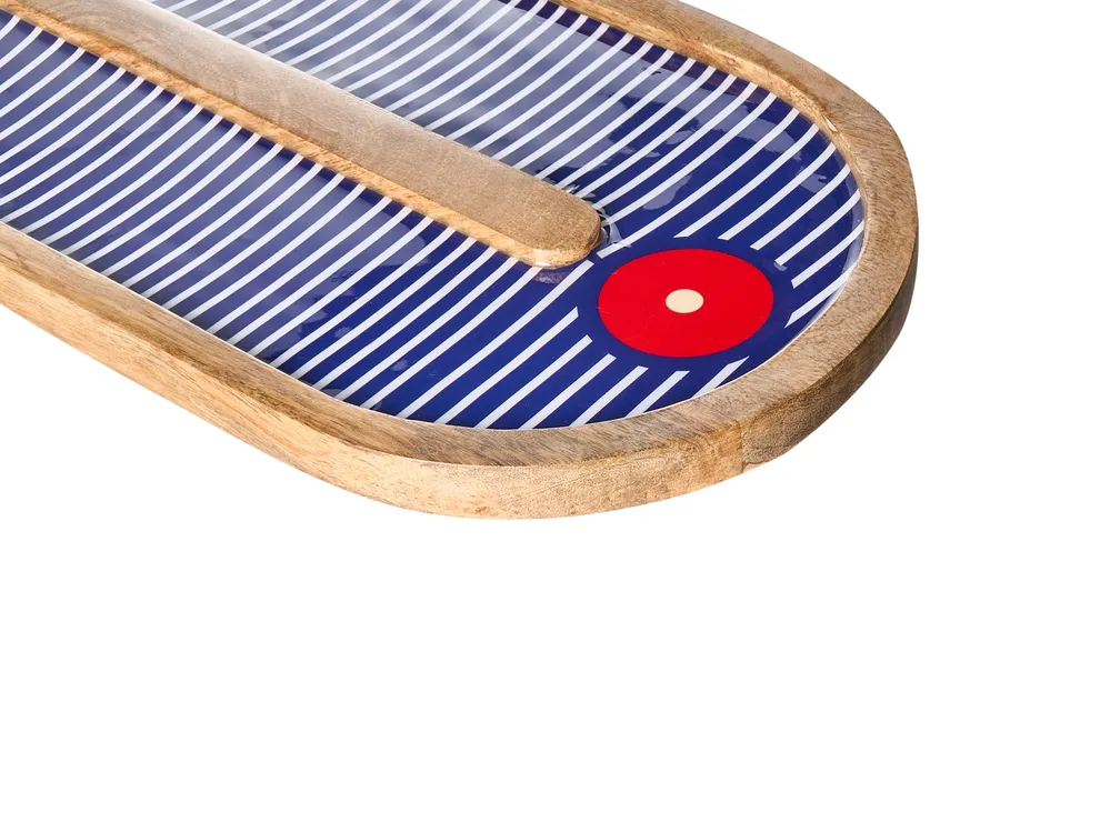 Decoração de parede Rosto JIMETA 40 cm Madeira de mangueira Azul_1038595