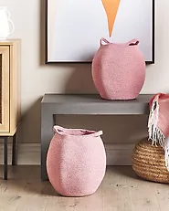 Conjunto de 2 cestos PANJGUR Algodão Rosa_846406
