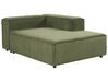 Left Hand 3 Seater Modular Jumbo Cord Corner Sofa with Ottoman Green APRICA_895386