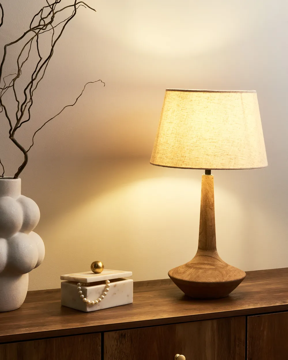 Lampa stołowa GODAWARI Drewno mango Ciemnobrązowy