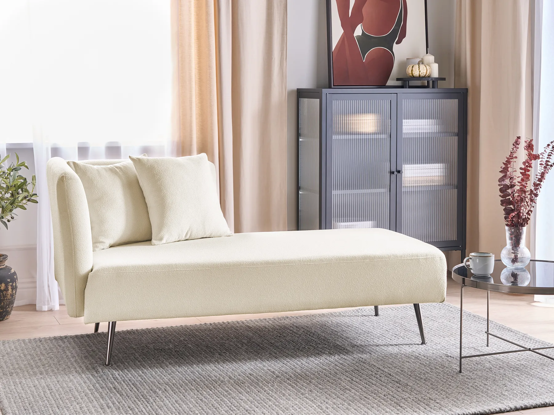 Left-Hand Chaise Longue RIOM Boucle Off-White_883696
