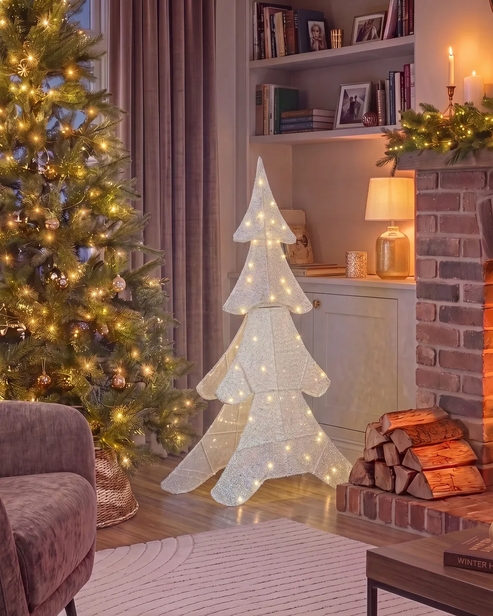 Decorazione per esterni LED EDASJON 95 cm Albero di Natale Bianco_1146467