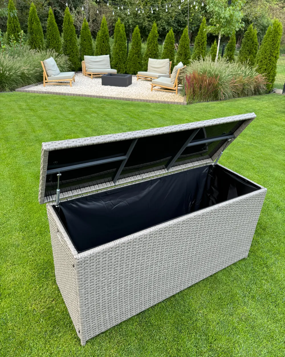 Storage Box MODENA 126 cm 46 cm PE Rattan Taupe_982784