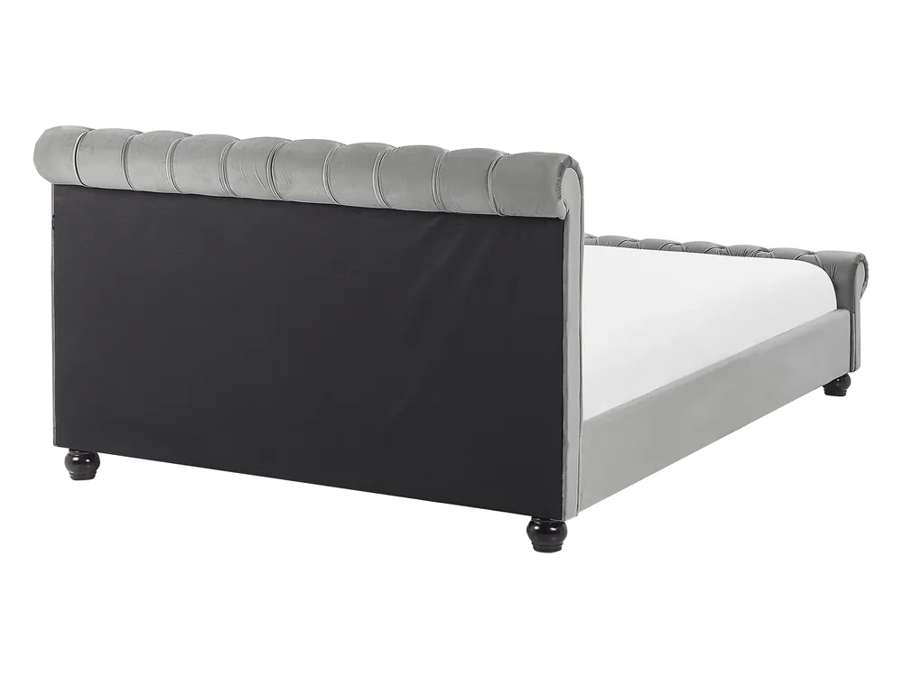 Bett mit Lattenrost Samtstoff AVALLON 140 x 200 cm Grau_844238