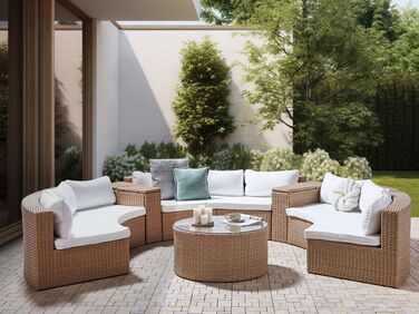 9 Seater PE Rattan Garden Lounge Set Sand Beige SEVERO