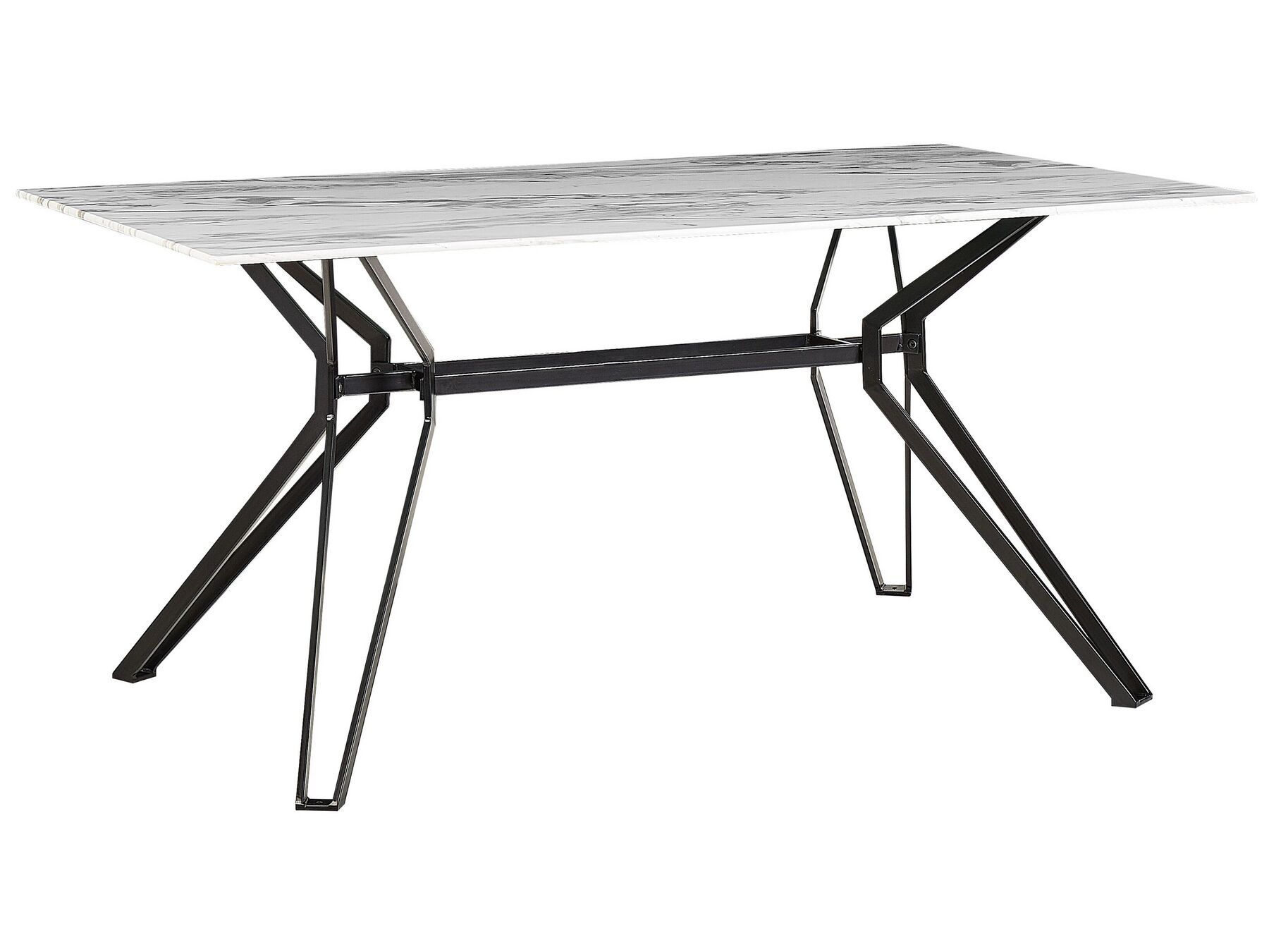 Üveg Étkezőasztal Márvány Hatású Fehér és Fekete Színben 160 x 90 cm BALLINA_794024