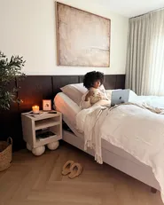 Adjustable Bed without Headboard Fabric CASTELLAN 180 x 200 cm (EU Super King) Light Beige_1036774