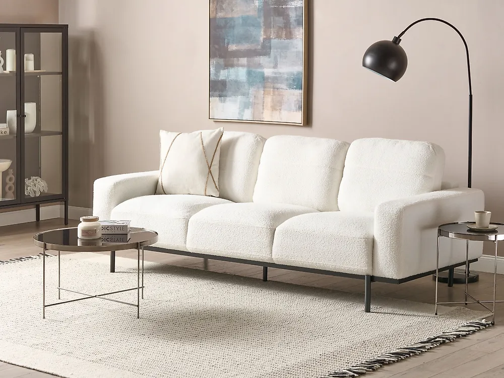 Sofa 3-Sitzer SOVIK Bouclé Cremeweiss_1173695