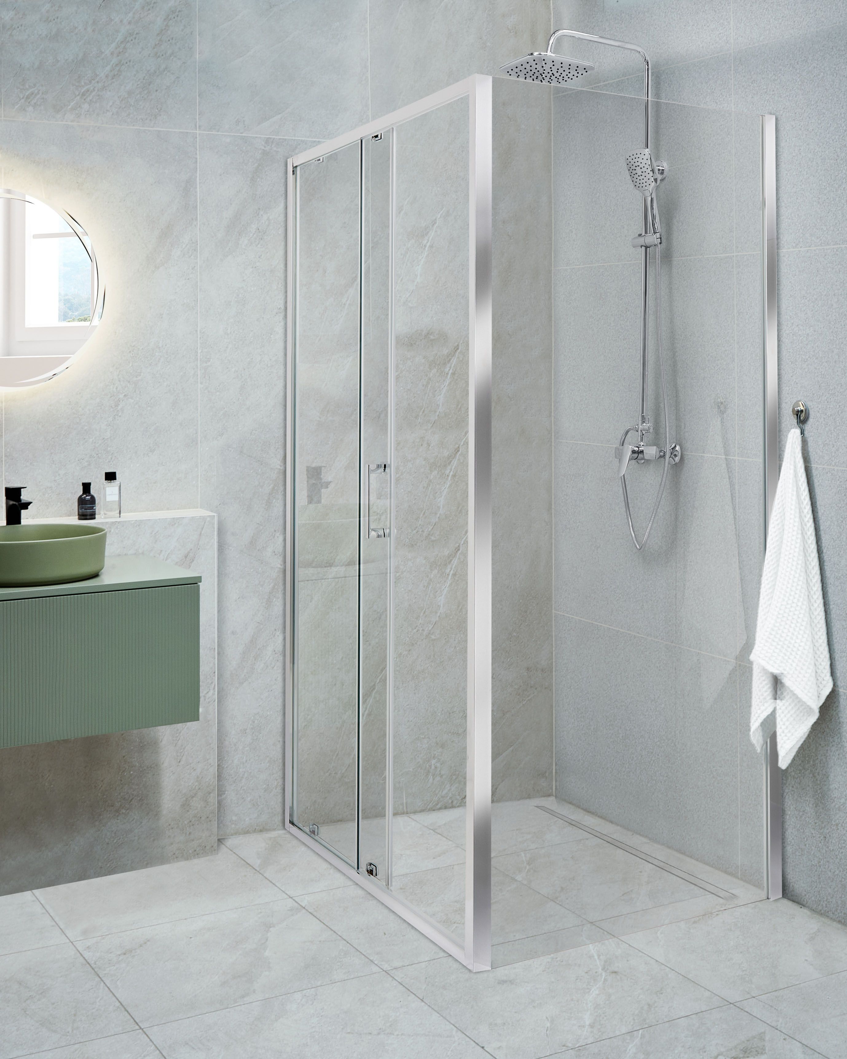 ROLLPLAST PINTO Porte Paroi De Douche En Plastique PVC Mod. Vergine 80 Cm Avec Ouverture