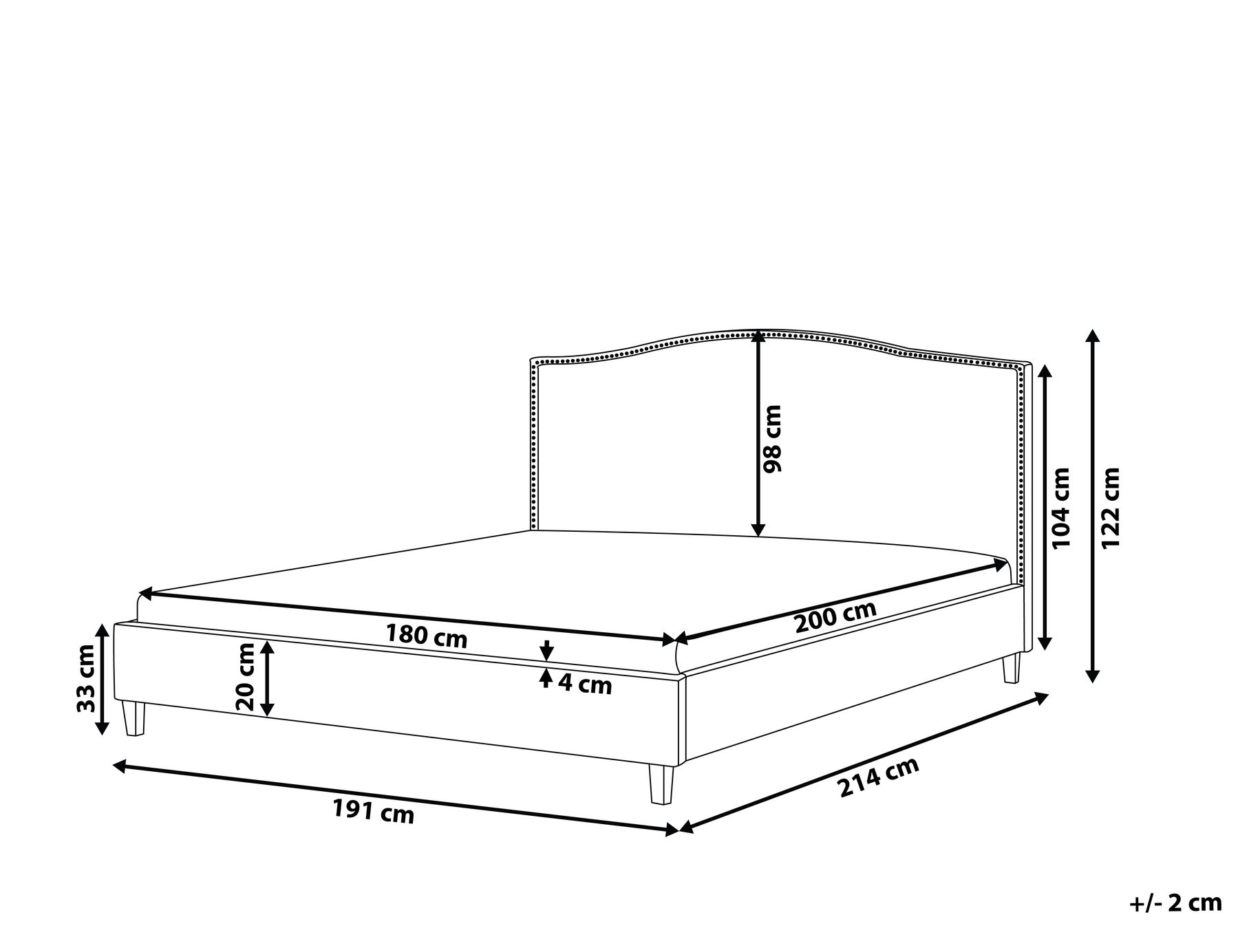 Bed Fabric MONTPELLIER 180 x 200 cm (EU Super King) LED Multicolour_809084