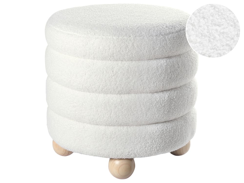 Puf CHILLY Boucle Złamana biel