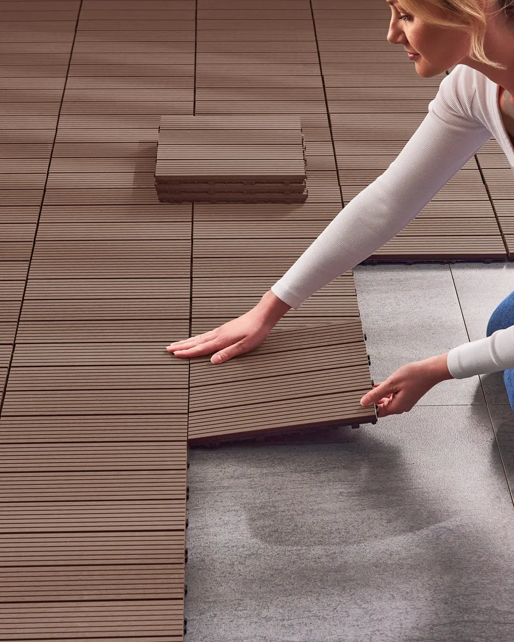 Outdoor Flooring ATELETA Wood-Plastic Composite (WPC) Brown_966662