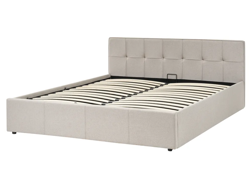 Bett mit Stauraum LAURESSES Stoff Taupe 160 x 200 cm_1153570
