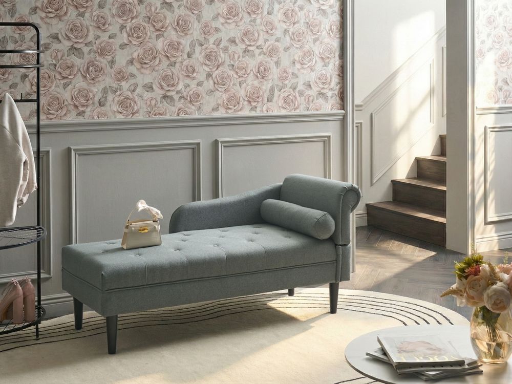 Chaise longue à direita YVOIRE Tecido Verde