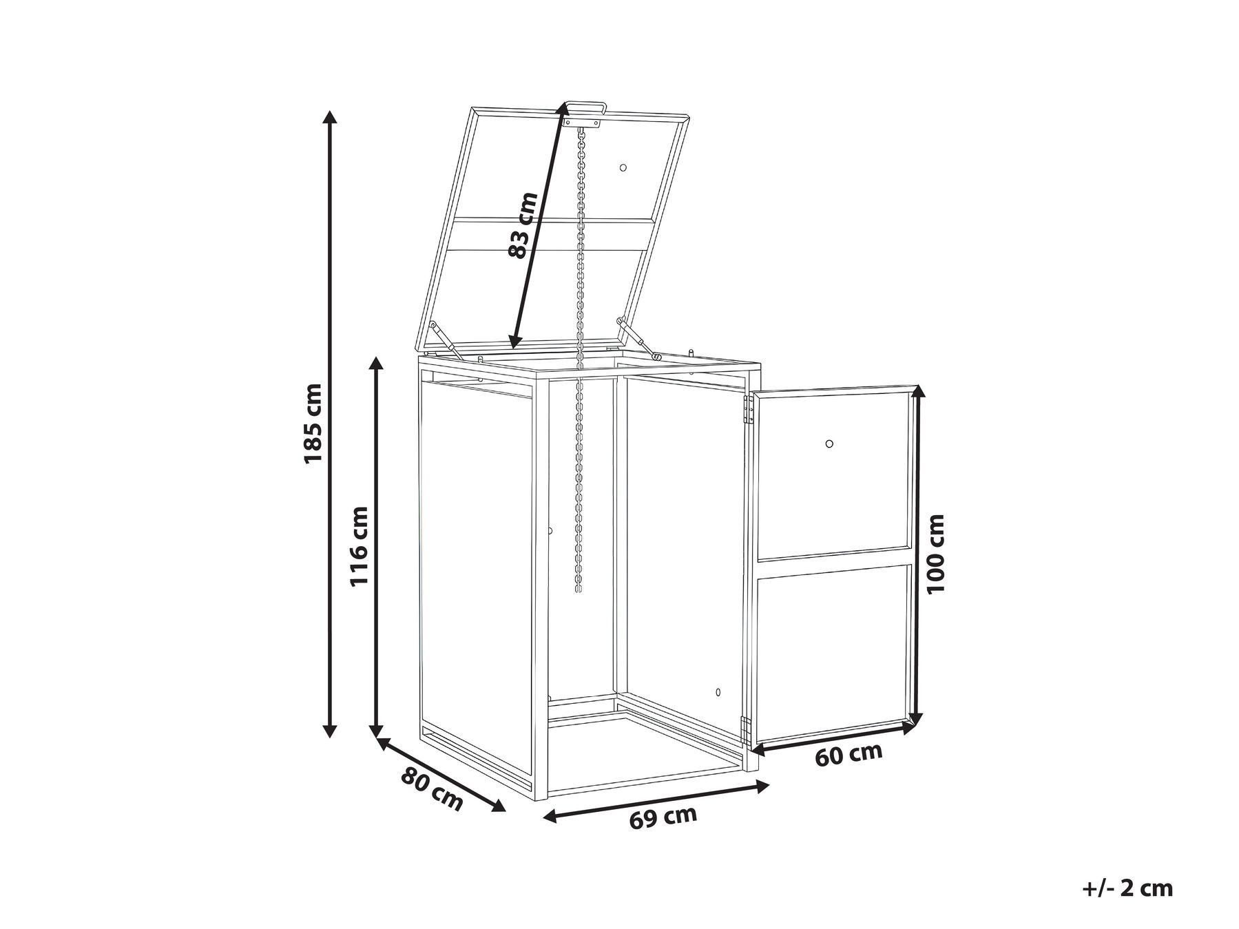 Wheelie Bin Store 240 L PIACENZA Metal Dark Grey_1073502