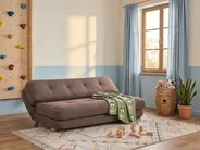 Sofa Bed 2 Seater ESBJERG Faux Linen Brown_1059248