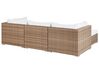 Lounge Set Rattan naturfarben 4-Sitzer rechtsseitig modular Auflagen weiß SANO II_933620