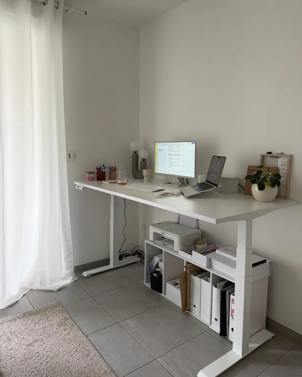 Biurko regulowane elektrycznie DESTINES 180 cm 80 cm Biały_1046177