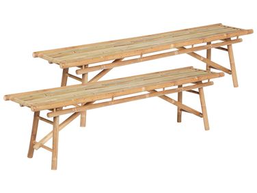 Gartenbänke 2er Set TINDARI 180 cm Bambusholz Hellbraun Beliani.ch