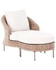 Garden Armchair with Ottoman ARCILLE PE Rattan Brown_1082740
