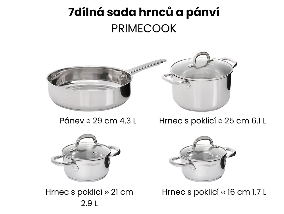 7dílná sada nádobí PRIMECOOK Nerezová ocel Stříbrná_1051153