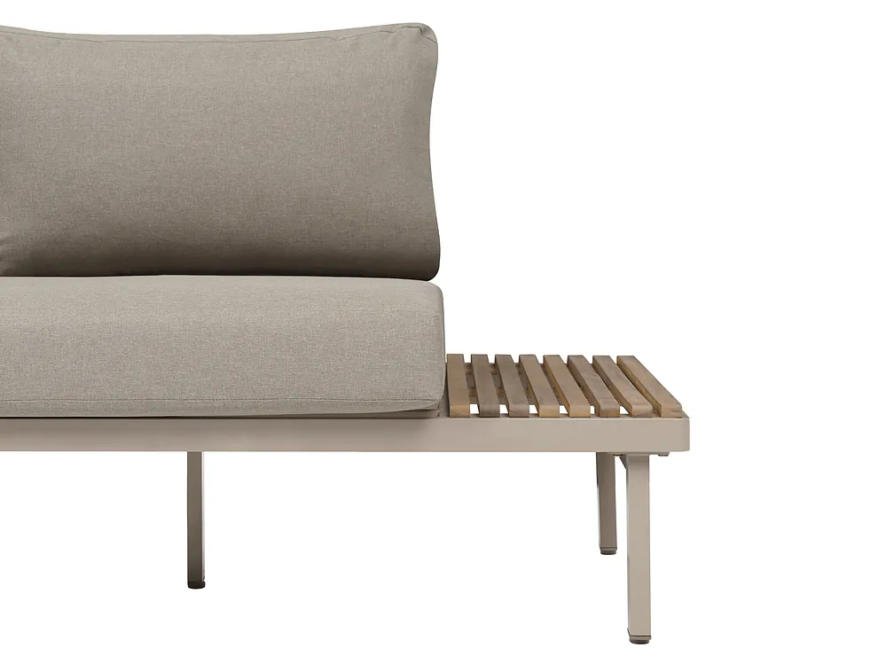 Garden Corner Sofa with Table 5 Seater FIVIZZANO Acacia Wood Beige_1159268
