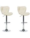 Set of 2 Faux Leather Swivel Bar Stool Beige VALETTA_782067