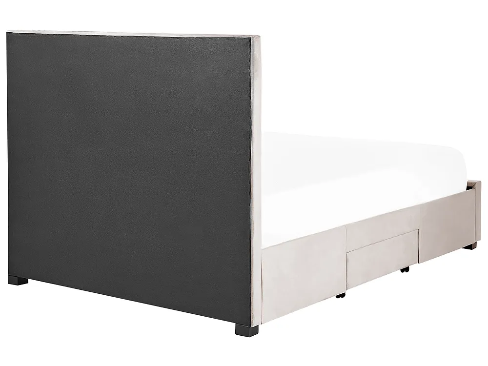 Bett mit Schubladen LIEVIN Samtstoff Beige 140 x 200 cm_858026