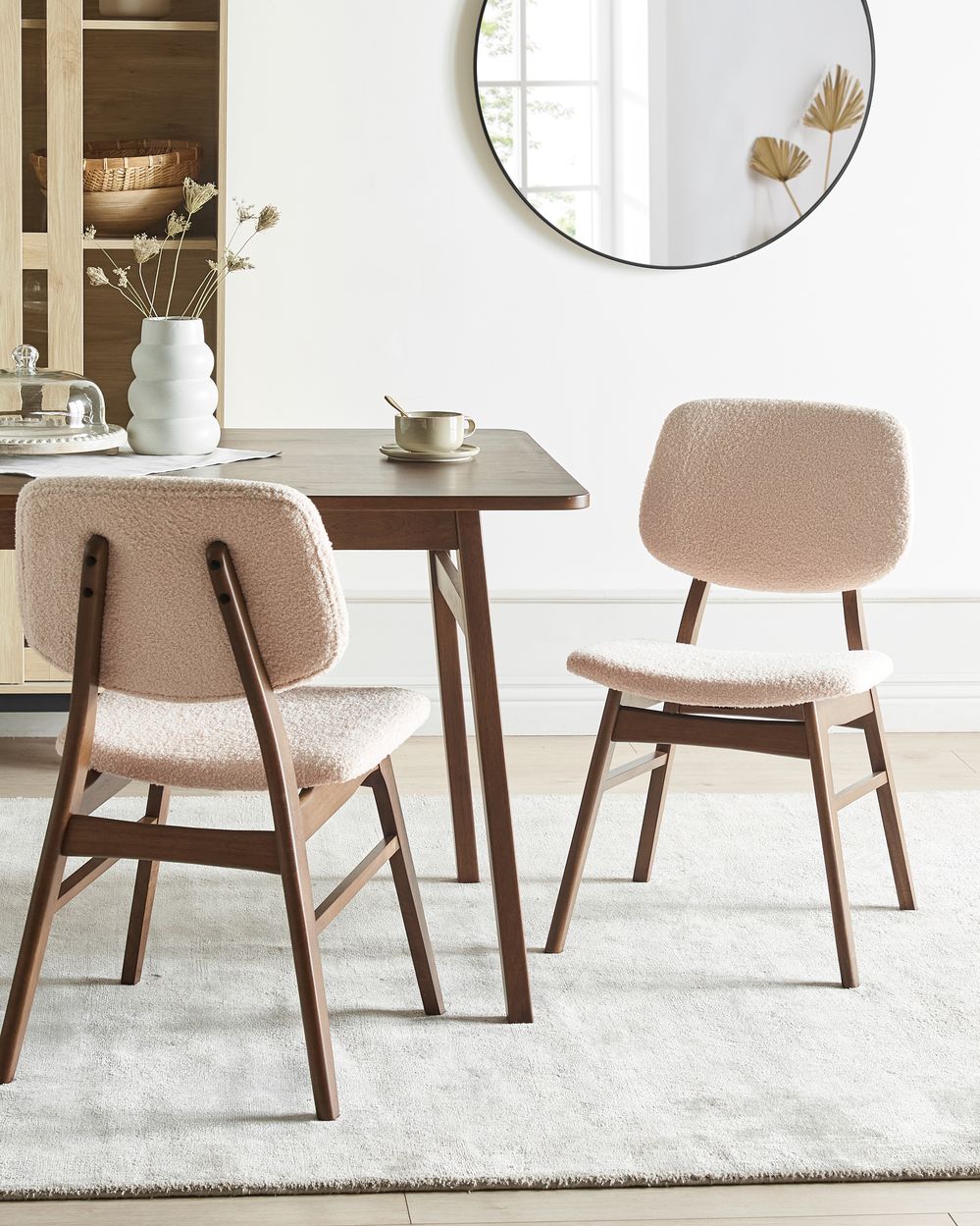 Set of Dining Chairs ELLA Wood Dark Brown/ Beige