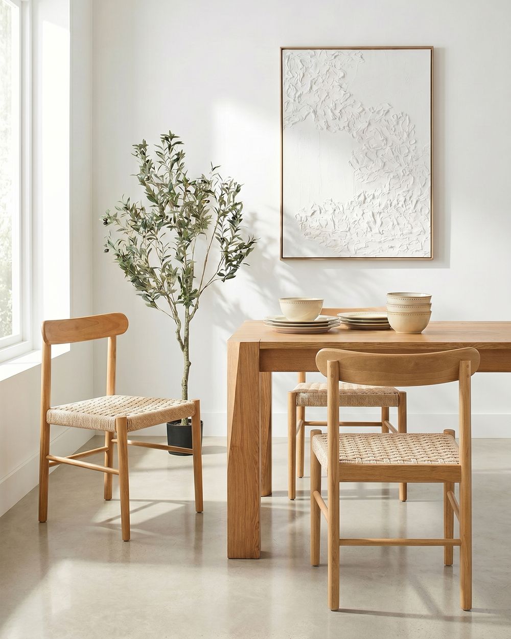 Set van 2 eetkamerstoelen EAGAN Hout Lichtbruin/beige