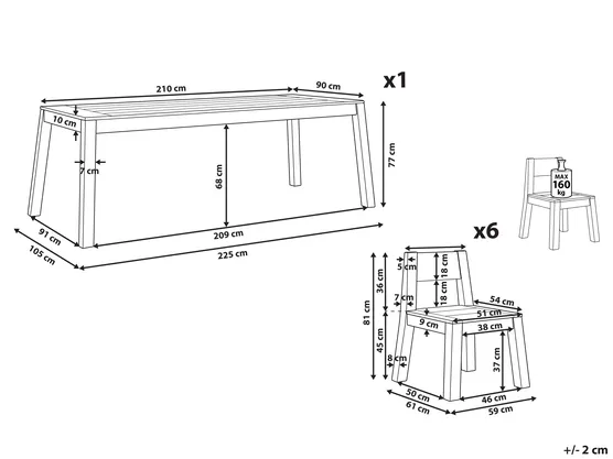 Set da pranzo da giardino posti LIVORNO Legno d'acacia Marrone