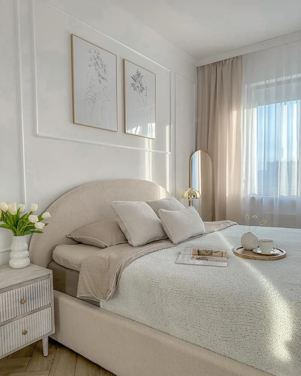 Ottoman Bed VAUCLUSE Boucle Beige 180 x 200 cm (EU Super King)_937749